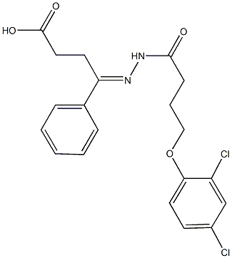 4-{[4-(2,4-dichlorophenoxy)butanoyl]hydrazono}-4-phenylbutanoic acid Struktur