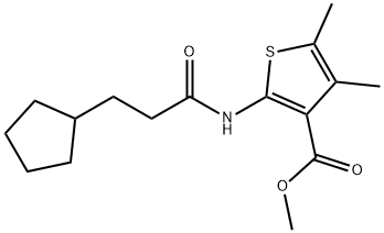 methyl 2-[(3-cyclopentylpropanoyl)amino]-4,5-dimethyl-3-thiophenecarboxylate Struktur