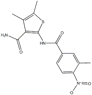 2-({4-nitro-3-methylbenzoyl}amino)-4,5-dimethyl-3-thiophenecarboxamide Struktur