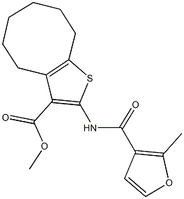 methyl 2-[(2-methyl-3-furoyl)amino]-4,5,6,7,8,9-hexahydrocycloocta[b]thiophene-3-carboxylate Struktur