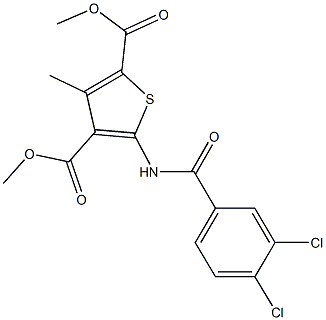 dimethyl 5-[(3,4-dichlorobenzoyl)amino]-3-methyl-2,4-thiophenedicarboxylate Struktur