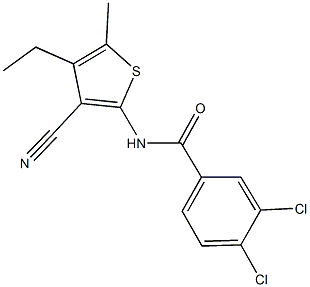 3,4-dichloro-N-(3-cyano-4-ethyl-5-methyl-2-thienyl)benzamide Struktur