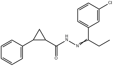 N'-[1-(3-chlorophenyl)propylidene]-2-phenylcyclopropanecarbohydrazide Struktur