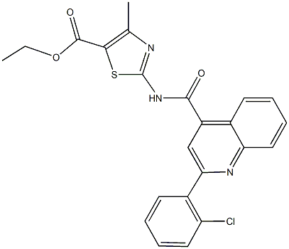 ethyl 2-({[2-(2-chlorophenyl)-4-quinolinyl]carbonyl}amino)-4-methyl-1,3-thiazole-5-carboxylate Struktur