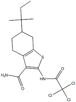 6-tert-pentyl-2-[(trichloroacetyl)amino]-4,5,6,7-tetrahydro-1-benzothiophene-3-carboxamide Struktur