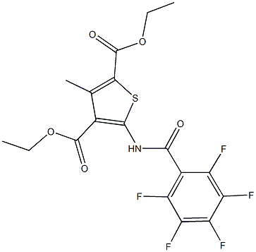 diethyl 3-methyl-5-[(2,3,4,5,6-pentafluorobenzoyl)amino]-2,4-thiophenedicarboxylate Struktur