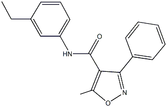 N-(3-ethylphenyl)-5-methyl-3-phenyl-4-isoxazolecarboxamide Struktur