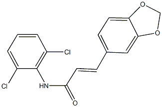 3-(1,3-benzodioxol-5-yl)-N-(2,6-dichlorophenyl)acrylamide Struktur