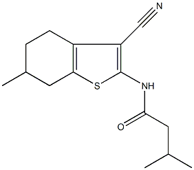 N-(3-cyano-6-methyl-4,5,6,7-tetrahydro-1-benzothien-2-yl)-3-methylbutanamide Struktur