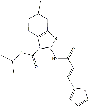 isopropyl 2-{[3-(2-furyl)acryloyl]amino}-6-methyl-4,5,6,7-tetrahydro-1-benzothiophene-3-carboxylate Struktur