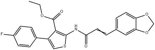 ethyl 2-{[3-(1,3-benzodioxol-5-yl)acryloyl]amino}-4-(4-fluorophenyl)-3-thiophenecarboxylate Struktur