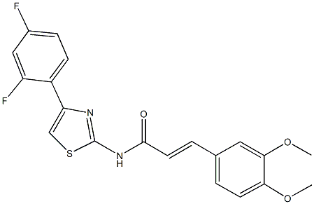 N-[4-(2,4-difluorophenyl)-1,3-thiazol-2-yl]-3-(3,4-dimethoxyphenyl)acrylamide Struktur