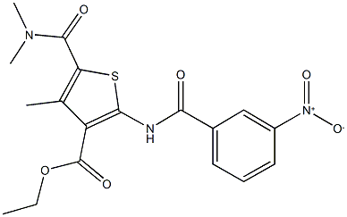 ethyl 5-[(dimethylamino)carbonyl]-2-({3-nitrobenzoyl}amino)-4-methyl-3-thiophenecarboxylate Struktur