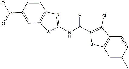 3-chloro-N-{6-nitro-1,3-benzothiazol-2-yl}-6-methyl-1-benzothiophene-2-carboxamide Struktur