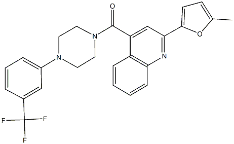 2-(5-methyl-2-furyl)-4-({4-[3-(trifluoromethyl)phenyl]-1-piperazinyl}carbonyl)quinoline Struktur