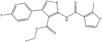 ethyl 4-(4-fluorophenyl)-2-[(2-methyl-3-furoyl)amino]-3-thiophenecarboxylate Struktur