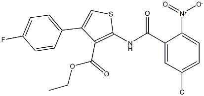 ethyl 2-({5-chloro-2-nitrobenzoyl}amino)-4-(4-fluorophenyl)-3-thiophenecarboxylate Struktur