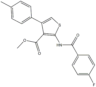 methyl 2-[(4-fluorobenzoyl)amino]-4-(4-methylphenyl)-3-thiophenecarboxylate Struktur