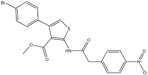 methyl 4-(4-bromophenyl)-2-[({4-nitrophenyl}acetyl)amino]-3-thiophenecarboxylate Struktur