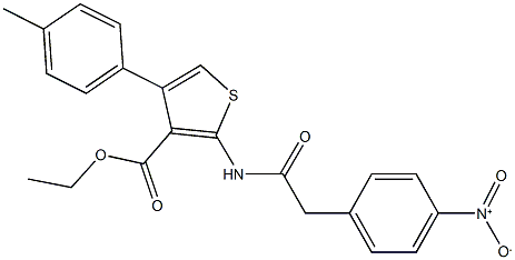 ethyl 2-[({4-nitrophenyl}acetyl)amino]-4-(4-methylphenyl)-3-thiophenecarboxylate Struktur