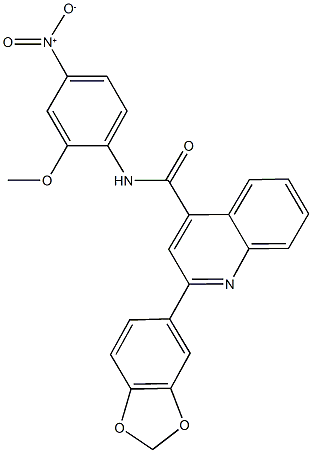 2-(1,3-benzodioxol-5-yl)-N-{4-nitro-2-methoxyphenyl}-4-quinolinecarboxamide Struktur