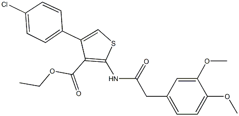 ethyl 4-(4-chlorophenyl)-2-{[(3,4-dimethoxyphenyl)acetyl]amino}-3-thiophenecarboxylate Struktur