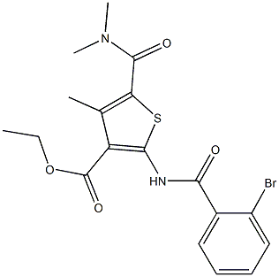 ethyl 2-[(2-bromobenzoyl)amino]-5-[(dimethylamino)carbonyl]-4-methyl-3-thiophenecarboxylate Struktur