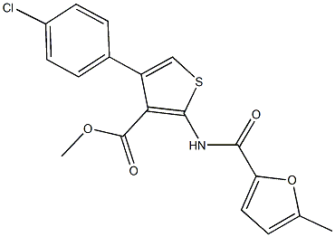 methyl 4-(4-chlorophenyl)-2-[(5-methyl-2-furoyl)amino]-3-thiophenecarboxylate Struktur