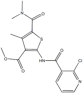 methyl 2-{[(2-chloro-3-pyridinyl)carbonyl]amino}-5-[(dimethylamino)carbonyl]-4-methyl-3-thiophenecarboxylate Struktur