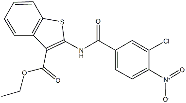 ethyl 2-({3-chloro-4-nitrobenzoyl}amino)-1-benzothiophene-3-carboxylate Struktur