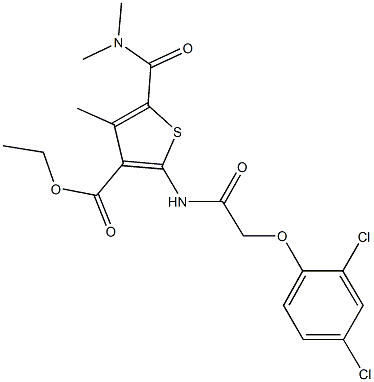 ethyl 2-{[(2,4-dichlorophenoxy)acetyl]amino}-5-[(dimethylamino)carbonyl]-4-methyl-3-thiophenecarboxylate Struktur