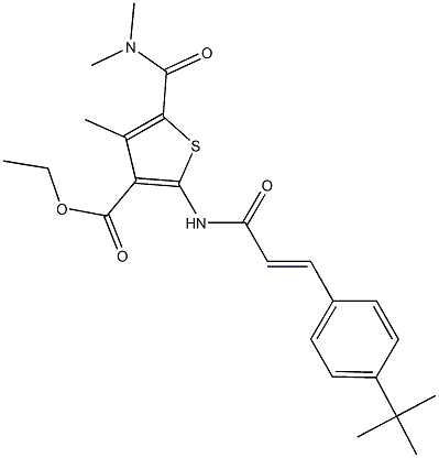 ethyl 2-{[3-(4-tert-butylphenyl)acryloyl]amino}-5-[(dimethylamino)carbonyl]-4-methyl-3-thiophenecarboxylate Struktur