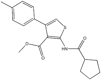 methyl 2-[(cyclopentylcarbonyl)amino]-4-(4-methylphenyl)-3-thiophenecarboxylate Struktur