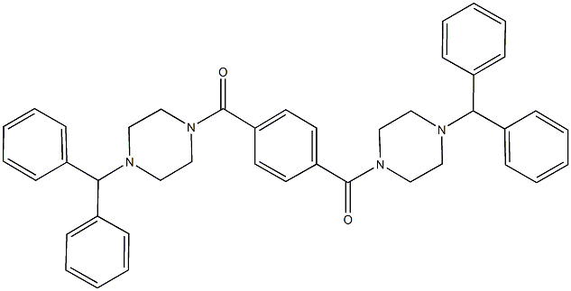 1-benzhydryl-4-{4-[(4-benzhydryl-1-piperazinyl)carbonyl]benzoyl}piperazine Struktur