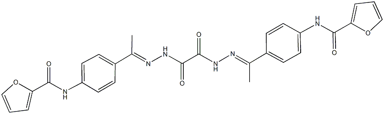 N-(4-{N-[(2-{1-[4-(2-furoylamino)phenyl]ethylidene}hydrazino)(oxo)acetyl]ethanehydrazonoyl}phenyl)-2-furamide Struktur