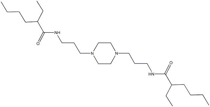 2-ethyl-N-[3-(4-{3-[(2-ethylhexanoyl)amino]propyl}-1-piperazinyl)propyl]hexanamide Struktur