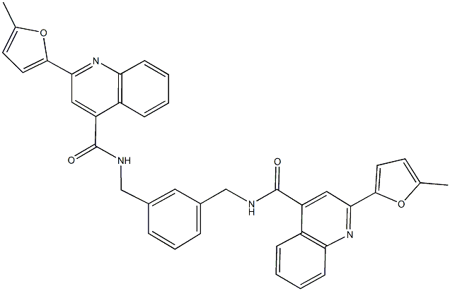 2-(5-methyl-2-furyl)-N-{3-[({[2-(5-methyl-2-furyl)-4-quinolinyl]carbonyl}amino)methyl]benzyl}-4-quinolinecarboxamide Struktur