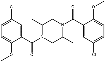 1,4-bis(5-chloro-2-methoxybenzoyl)-2,5-dimethylpiperazine Struktur