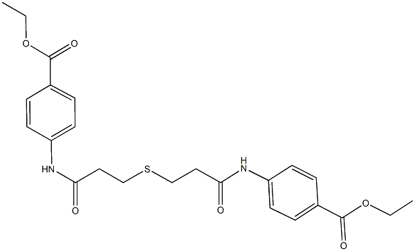 ethyl 4-{[3-({3-[4-(ethoxycarbonyl)anilino]-3-oxopropyl}sulfanyl)propanoyl]amino}benzoate Struktur