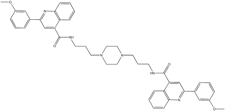 2-(3-methoxyphenyl)-N-(3-{4-[3-({[2-(3-methoxyphenyl)-4-quinolinyl]carbonyl}amino)propyl]-1-piperazinyl}propyl)-4-quinolinecarboxamide Struktur