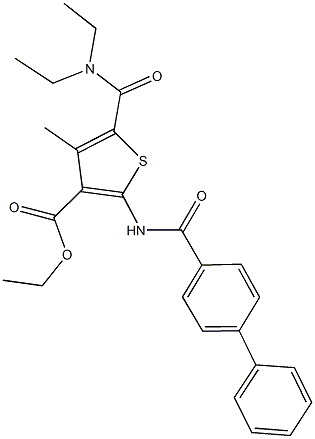 ethyl 2-[([1,1'-biphenyl]-4-ylcarbonyl)amino]-5-[(diethylamino)carbonyl]-4-methyl-3-thiophenecarboxylate Struktur