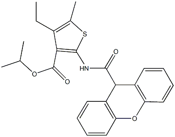 isopropyl 4-ethyl-5-methyl-2-[(9H-xanthen-9-ylcarbonyl)amino]-3-thiophenecarboxylate Struktur