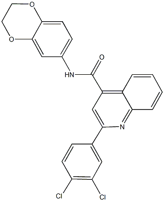 2-(3,4-dichlorophenyl)-N-(2,3-dihydro-1,4-benzodioxin-6-yl)-4-quinolinecarboxamide Struktur