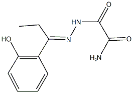 2-{2-[1-(2-hydroxyphenyl)propylidene]hydrazino}-2-oxoacetamide Struktur