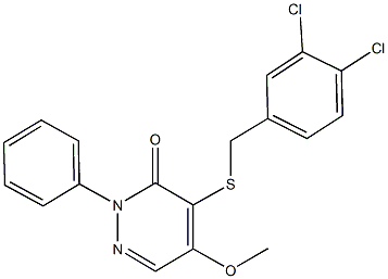 4-[(3,4-dichlorobenzyl)sulfanyl]-5-methoxy-2-phenyl-3(2H)-pyridazinone Struktur