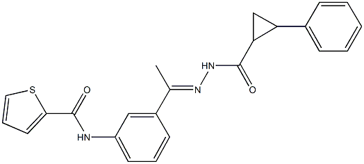 N-(3-{N-[(2-phenylcyclopropyl)carbonyl]ethanehydrazonoyl}phenyl)-2-thiophenecarboxamide Struktur