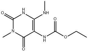 ethyl 3-methyl-6-(methylamino)-2,4-dioxo-1,2,3,4-tetrahydropyrimidin-5-ylcarbamate Struktur