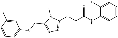 N-(2-fluorophenyl)-2-({4-methyl-5-[(3-methylphenoxy)methyl]-4H-1,2,4-triazol-3-yl}sulfanyl)acetamide Struktur