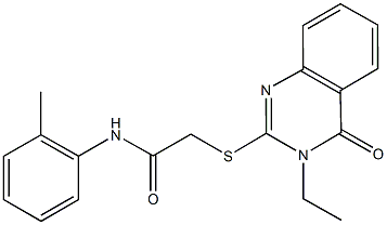 2-[(3-ethyl-4-oxo-3,4-dihydro-2-quinazolinyl)sulfanyl]-N-(2-methylphenyl)acetamide Struktur