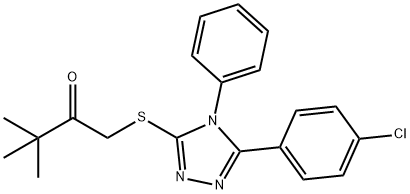 1-{[5-(4-chlorophenyl)-4-phenyl-4H-1,2,4-triazol-3-yl]sulfanyl}-3,3-dimethyl-2-butanone Struktur